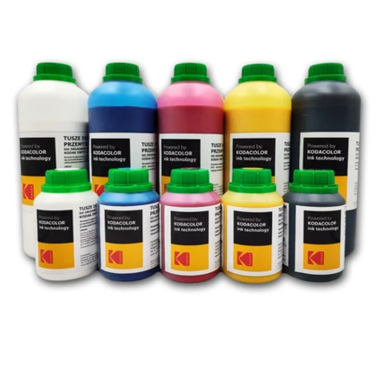 Atramenty Kodak DTF — zestaw białego atramentu oraz kolorów CMYK