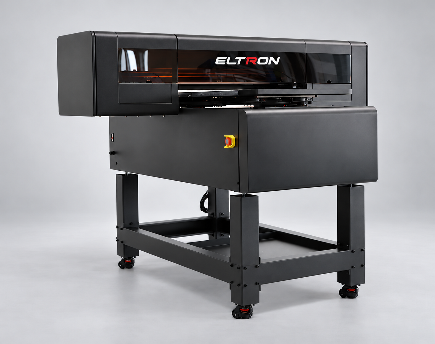 Eltron BF-UV6090 — drukarka płaska UV 60 na 90 cm na pełnowymiarowej podstawie, widok ukośny